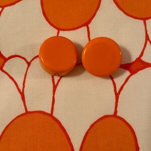 Vintage 60s Mod Round Orange clip on earrings.